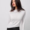 Black Fitted Long Sleeve Top Women's Shirt Stretchy