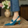 Women's Summer Suede Sandals Pointed Toe Pearl Heels