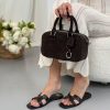 Chic Leather Suede Handbag Small Top Handle Tote