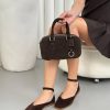 Chic Leather Suede Handbag Small Top Handle Tote